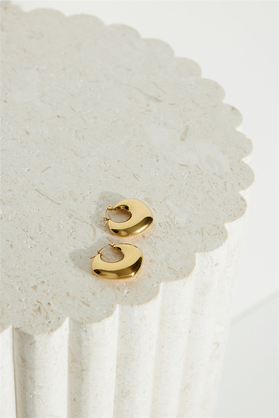 18k Plated Gold Moonlight Hoop Earrings Gold-CALLISTARI