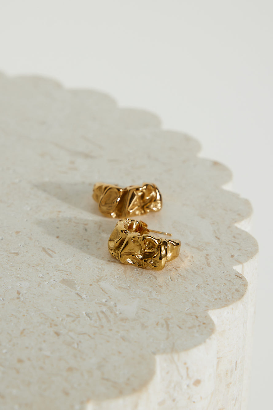 18k Plated Gold Modern Times Earrings Gold-CALLISTARI