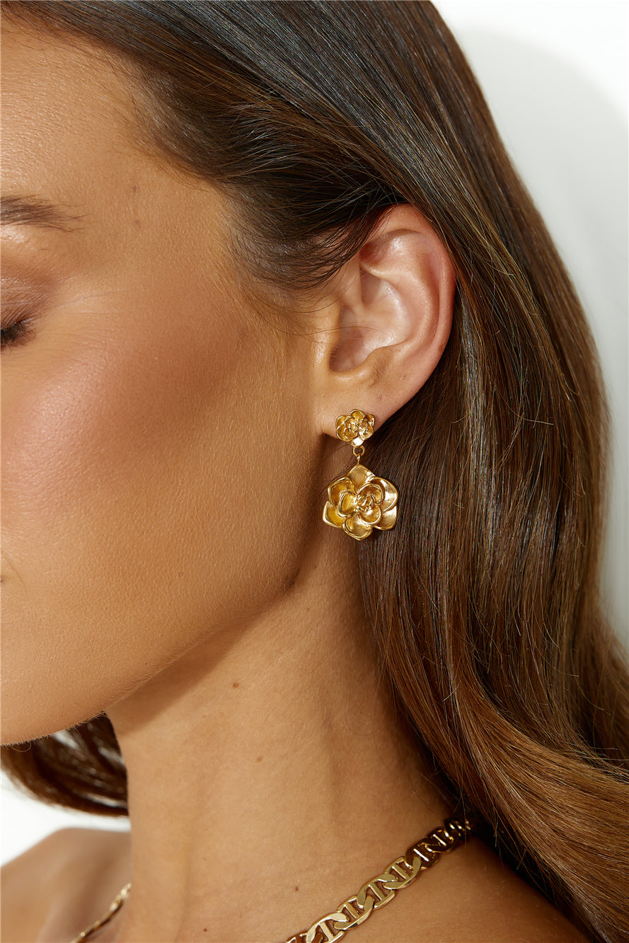 18k Gold Plated Full Bloom Earrings Gold-CALLISTARI