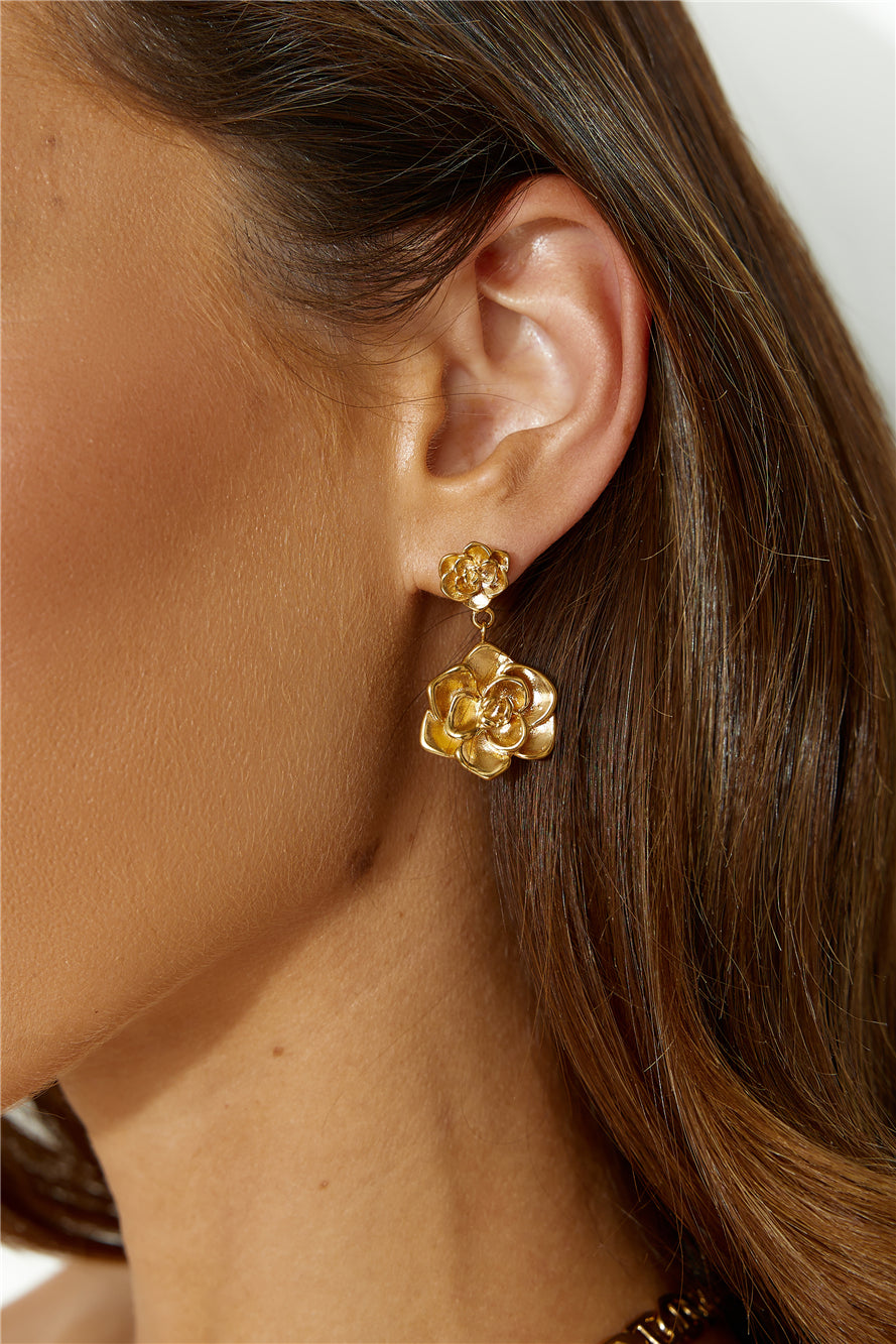 18k Gold Plated Full Bloom Earrings Gold-CALLISTARI