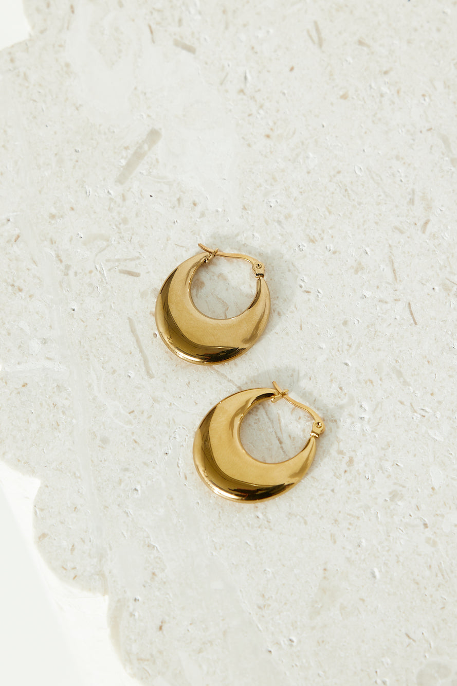 18k Gold Plated Simple Sleek Hoop Earrings Gold-CALLISTARI