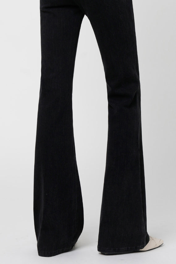 Black Slim Flare Jeans-ROVOLE
