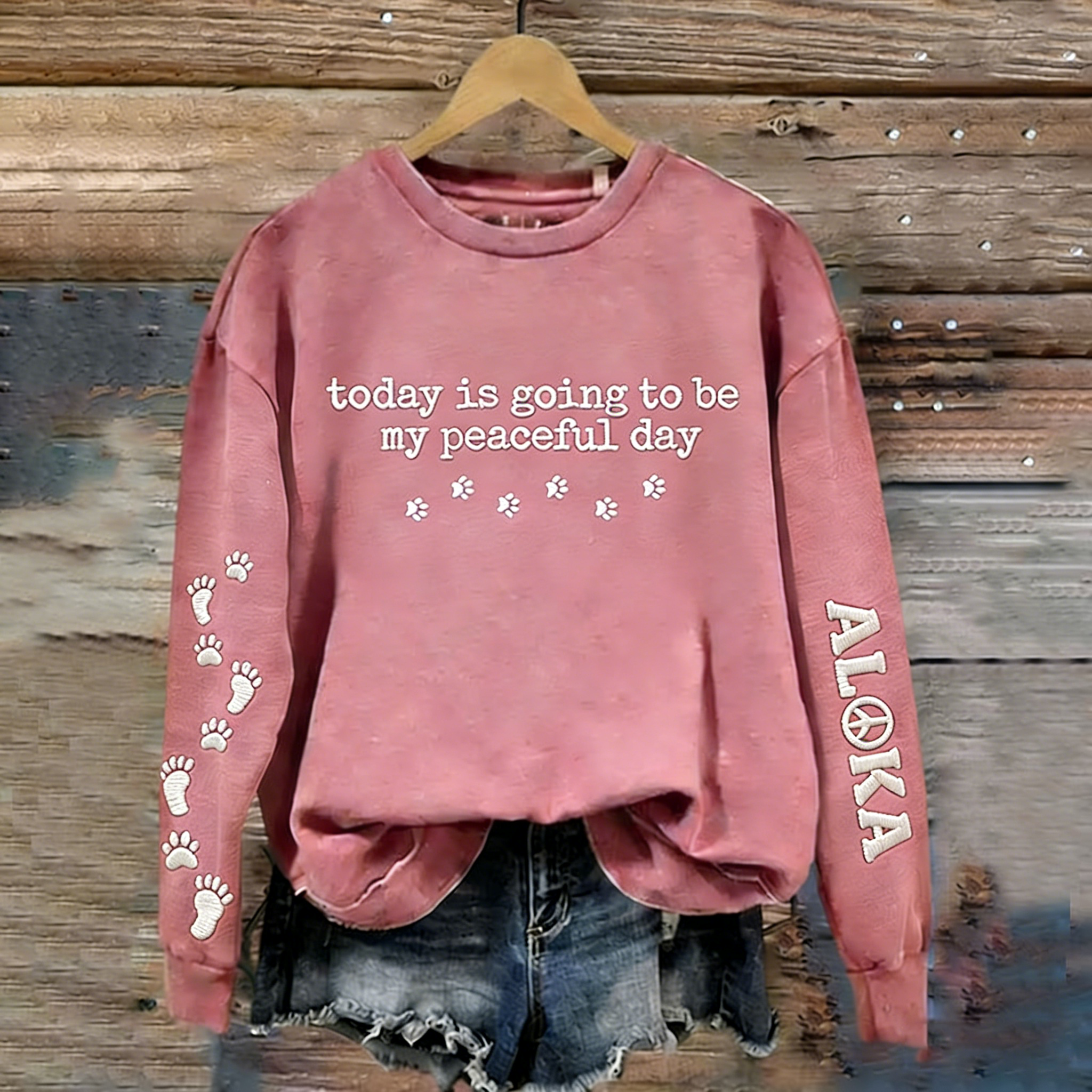 Women's Today Is Going To Be My Peaceful Day Walk For Peace Art Print Crew Neck Sweatshirt