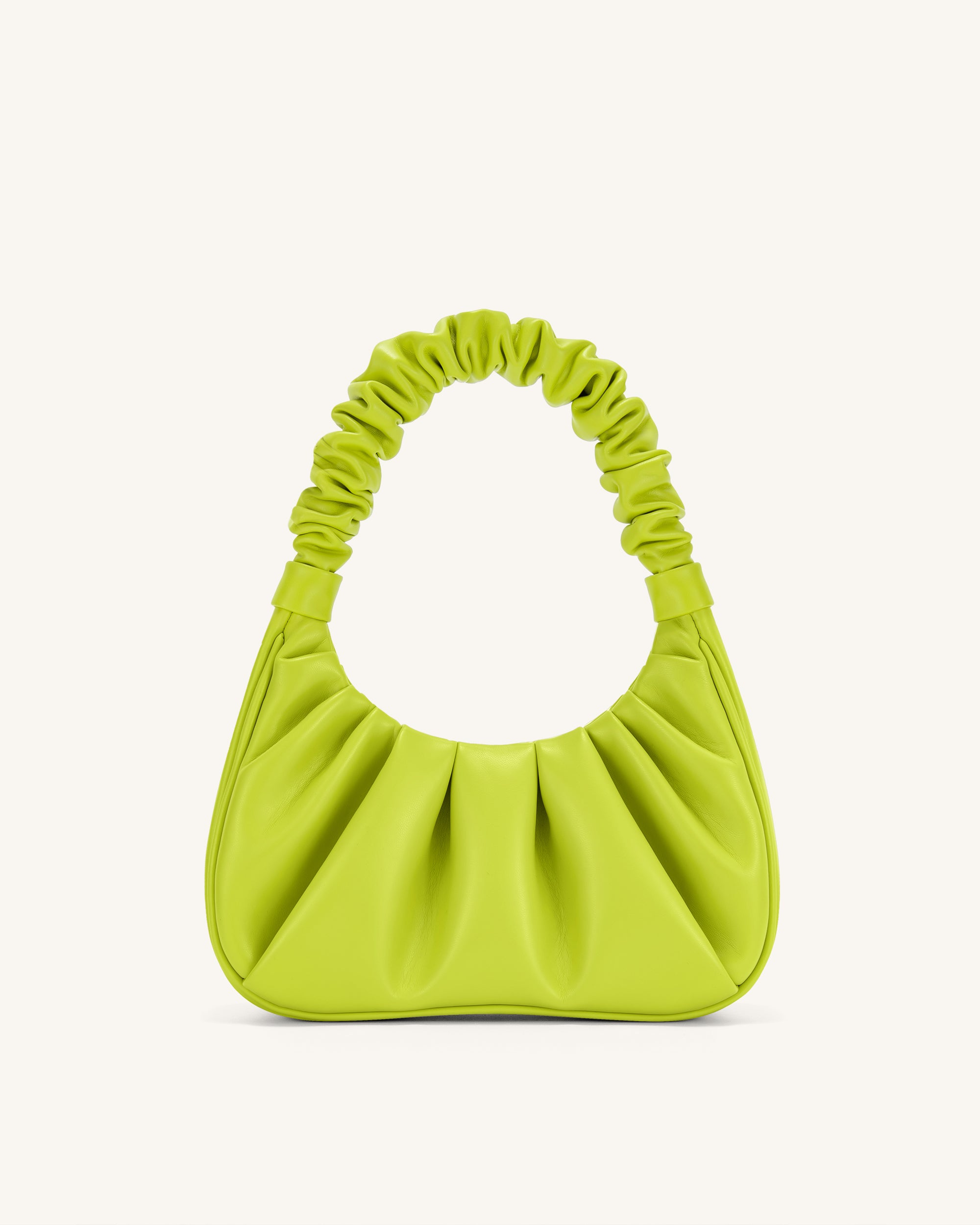 Gabbi Ruched Hobo Handbag - Cyber Lime-Mesadic