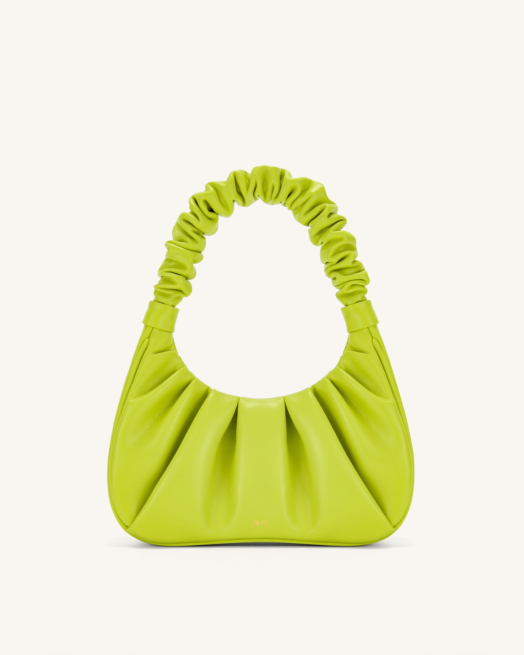 Gabbi Ruched Hobo Handbag - Cyber Lime-Mesadic