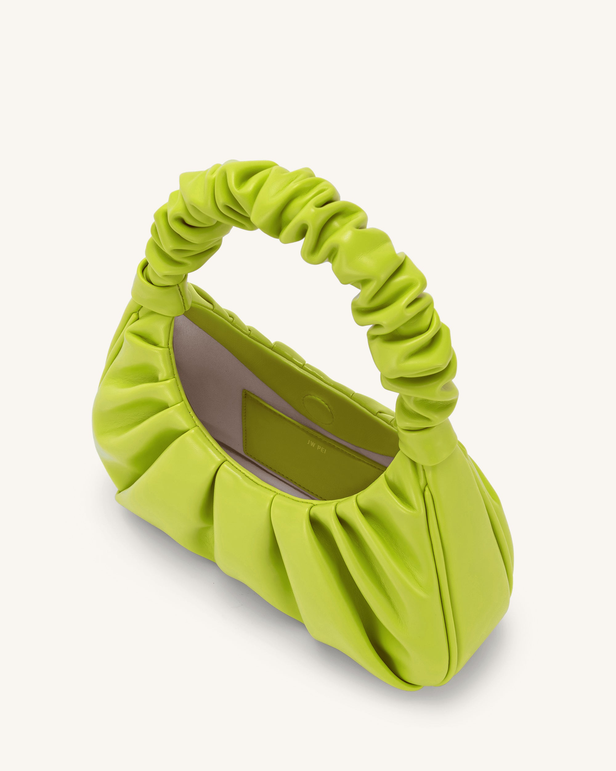 Gabbi Ruched Hobo Handbag - Cyber Lime-Mesadic