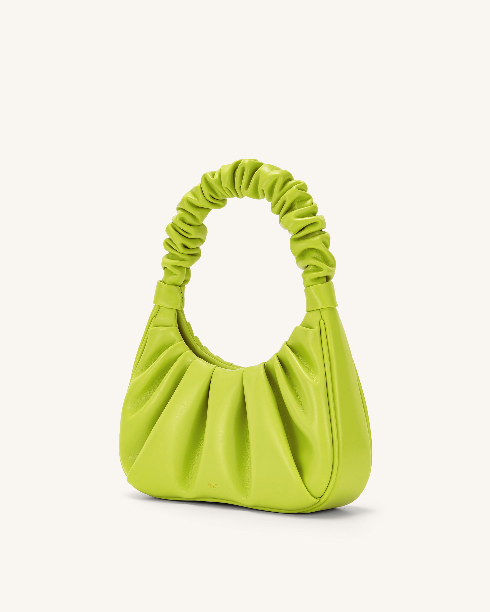 Gabbi Ruched Hobo Handbag - Cyber Lime-Mesadic