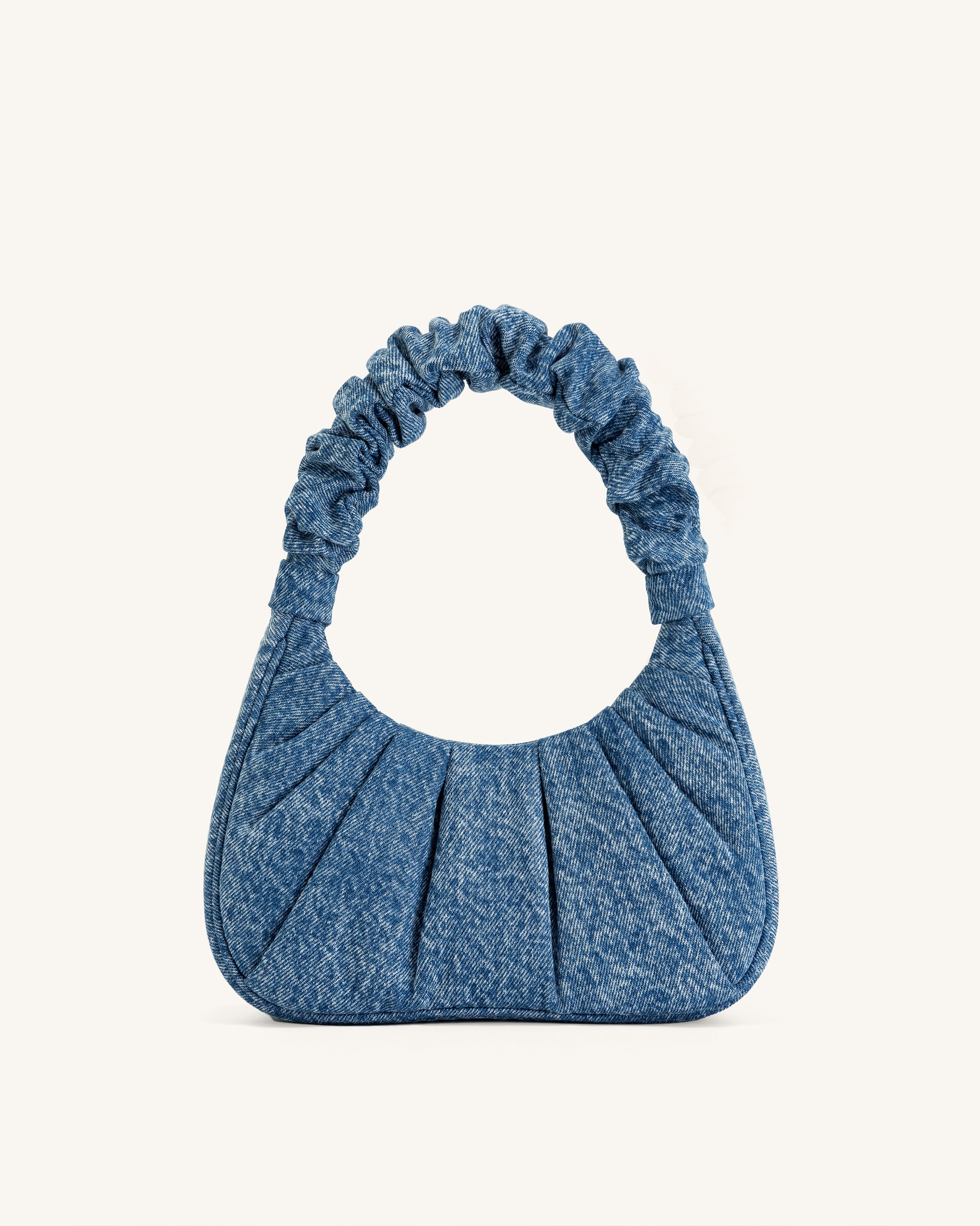 Gabbi Denim Ruched Hobo Handbag - Blue-Mesadic