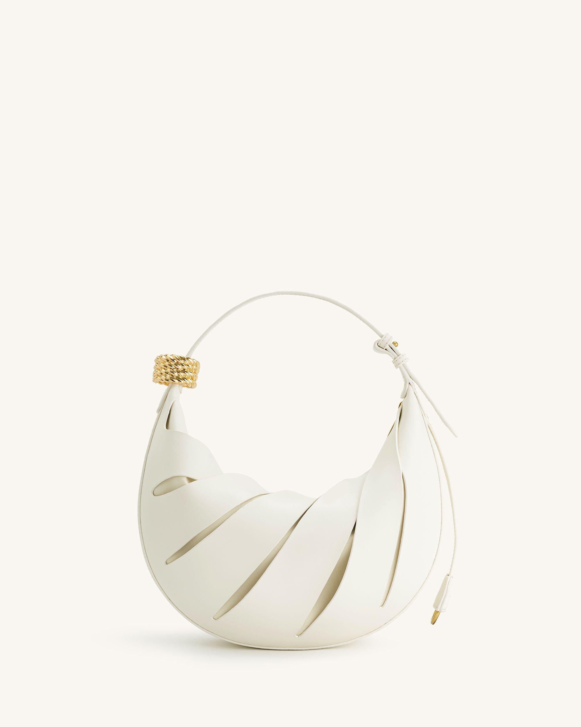 Jana Hollow Out Shoulder Bag - White-Mesadic