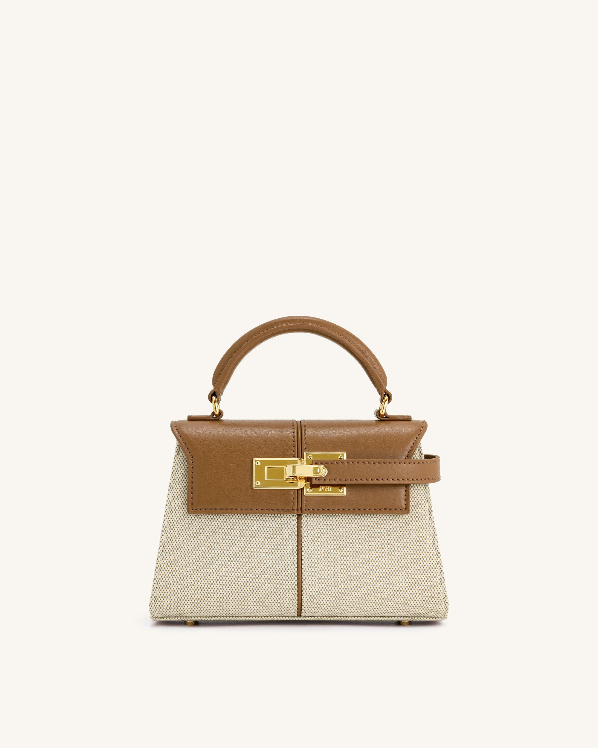 Elise Top Handle Bag - Brown Canvas-Mesadic