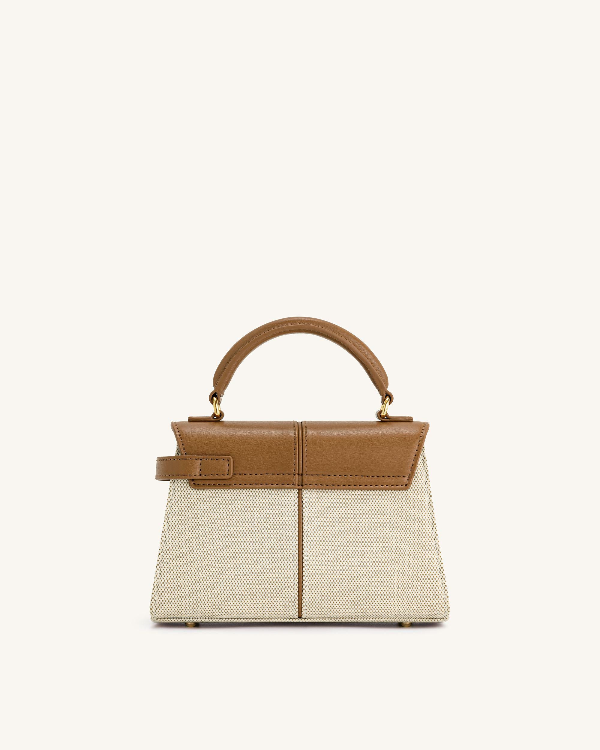 Elise Top Handle Bag - Brown Canvas-Mesadic