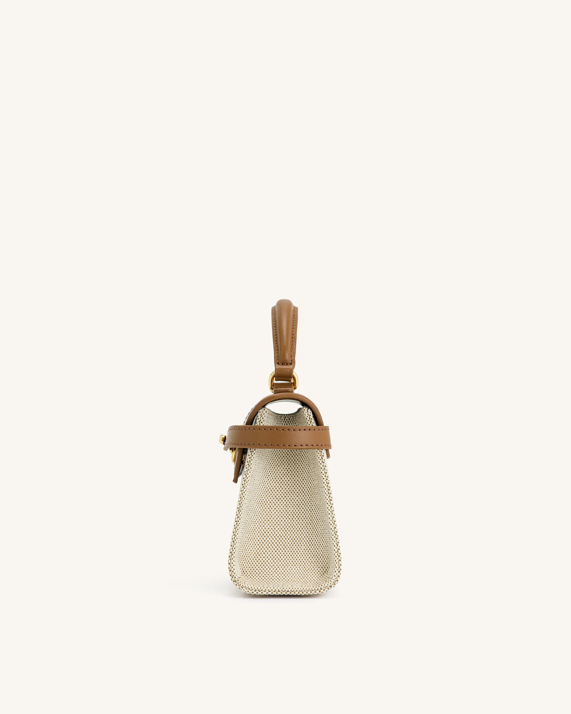 Elise Top Handle Bag - Brown Canvas-Mesadic