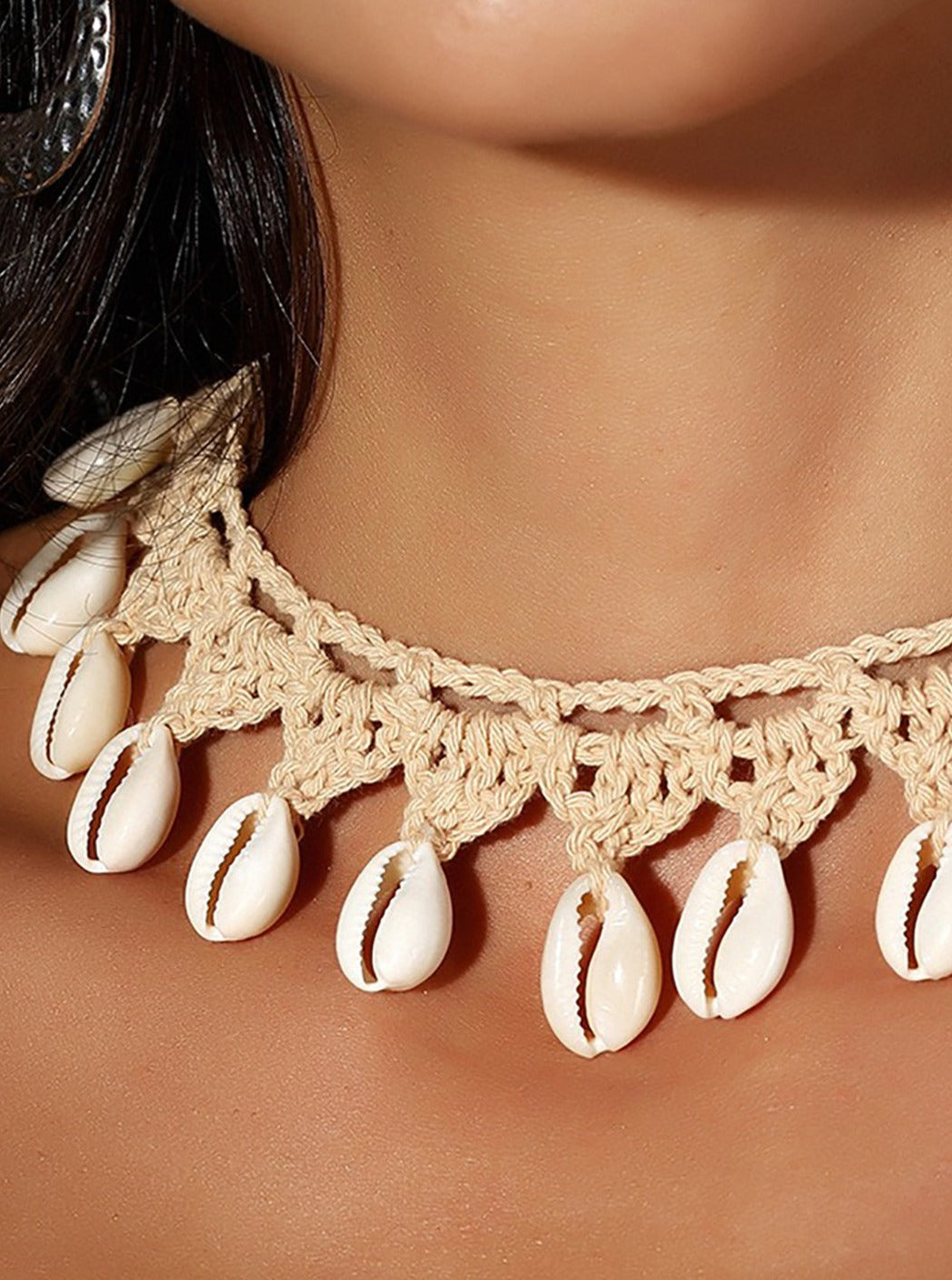 Shell Crochet Choker Necklace-CALLISTARI