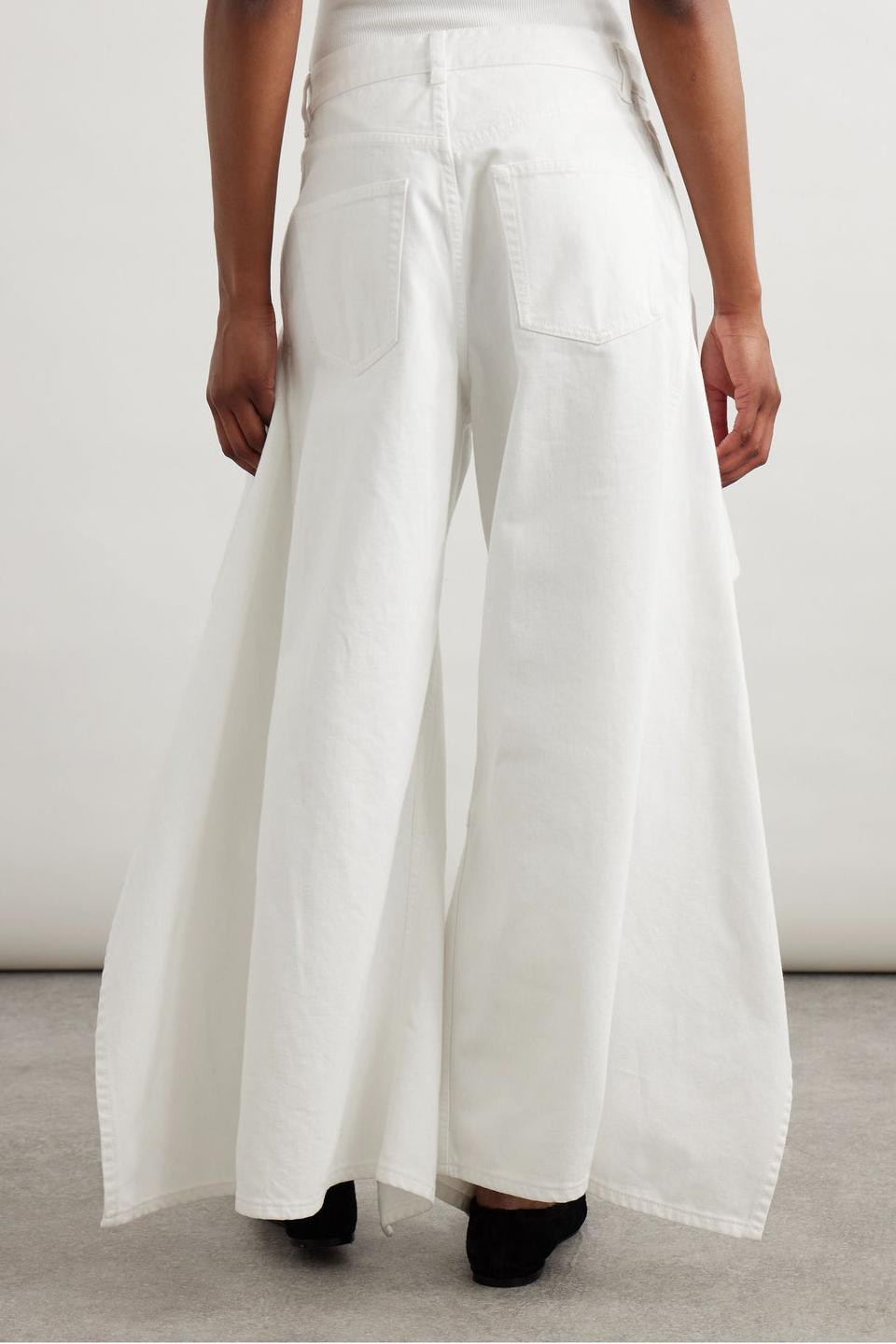 Ruffled Mid-Rise Wide-Leg Jeans-ROVOLE