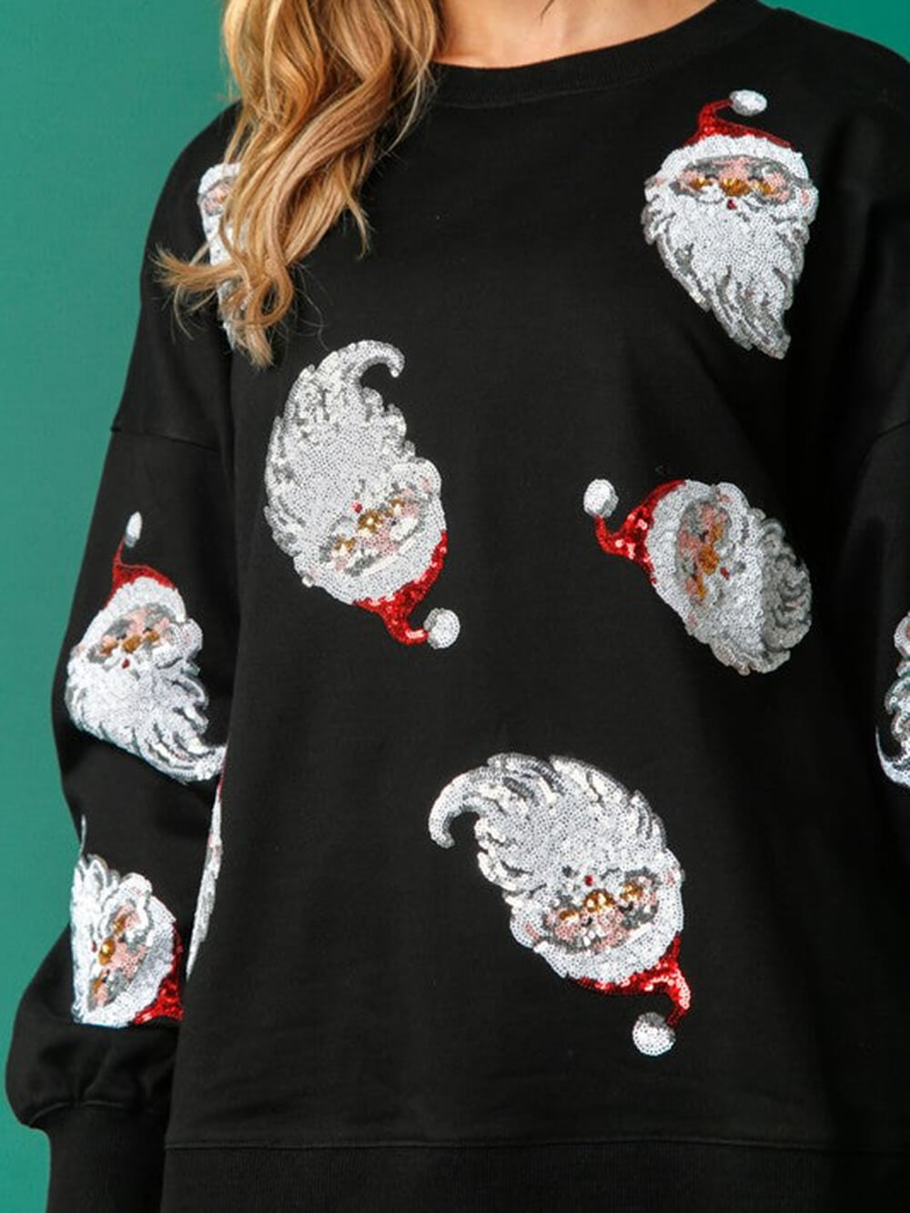 Sequin Santa French Terry Sweatshirt-CALLISTARI