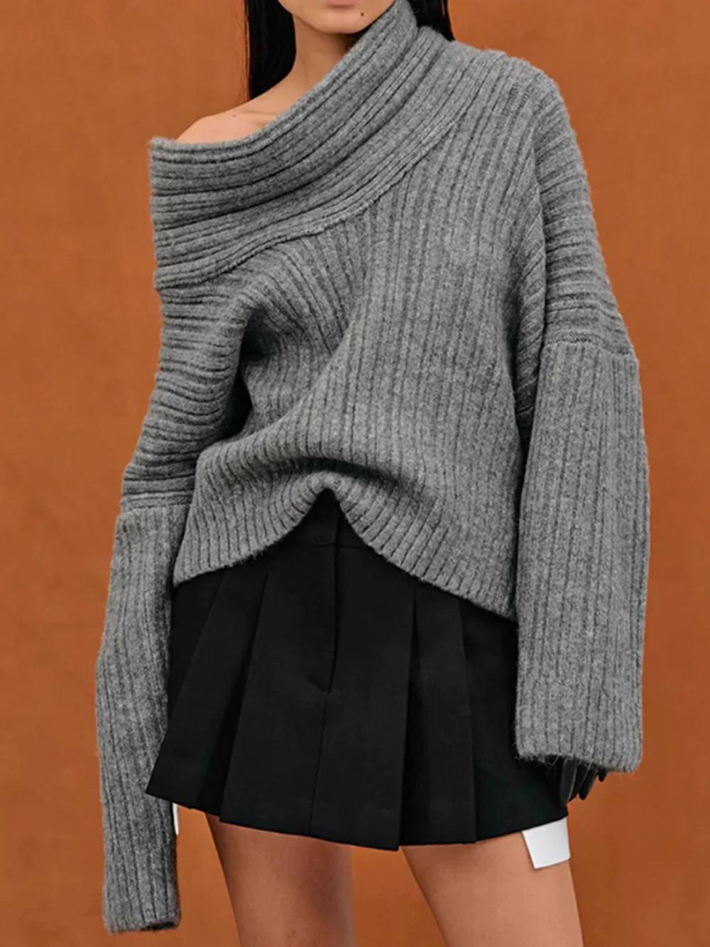 Oversized High Roll Knit Pullover-CALLISTARI