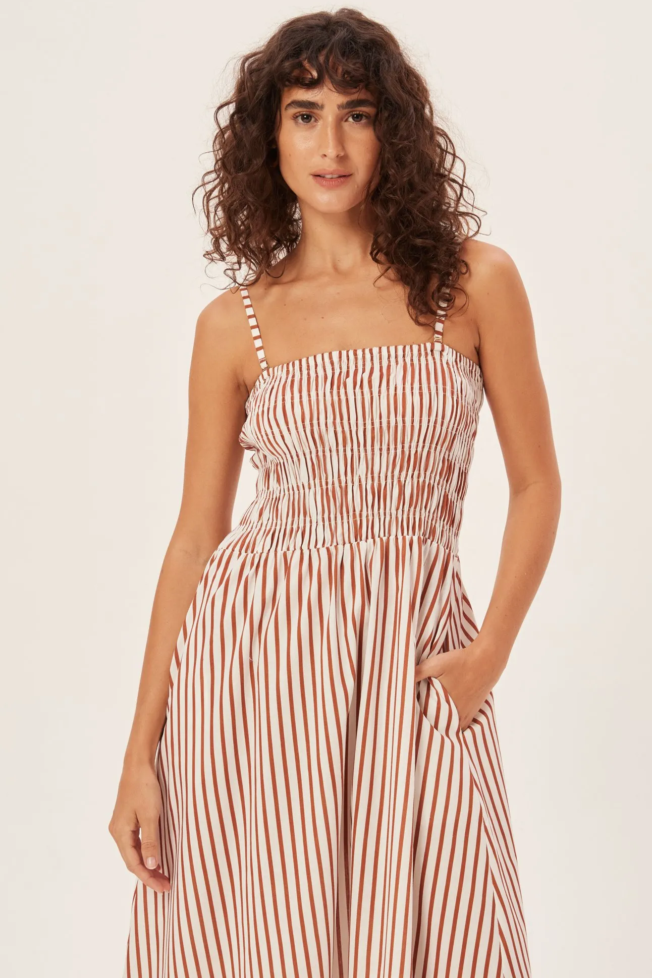 Maud Smocked Stripe Tube Maxi Dress-CALLISTARI