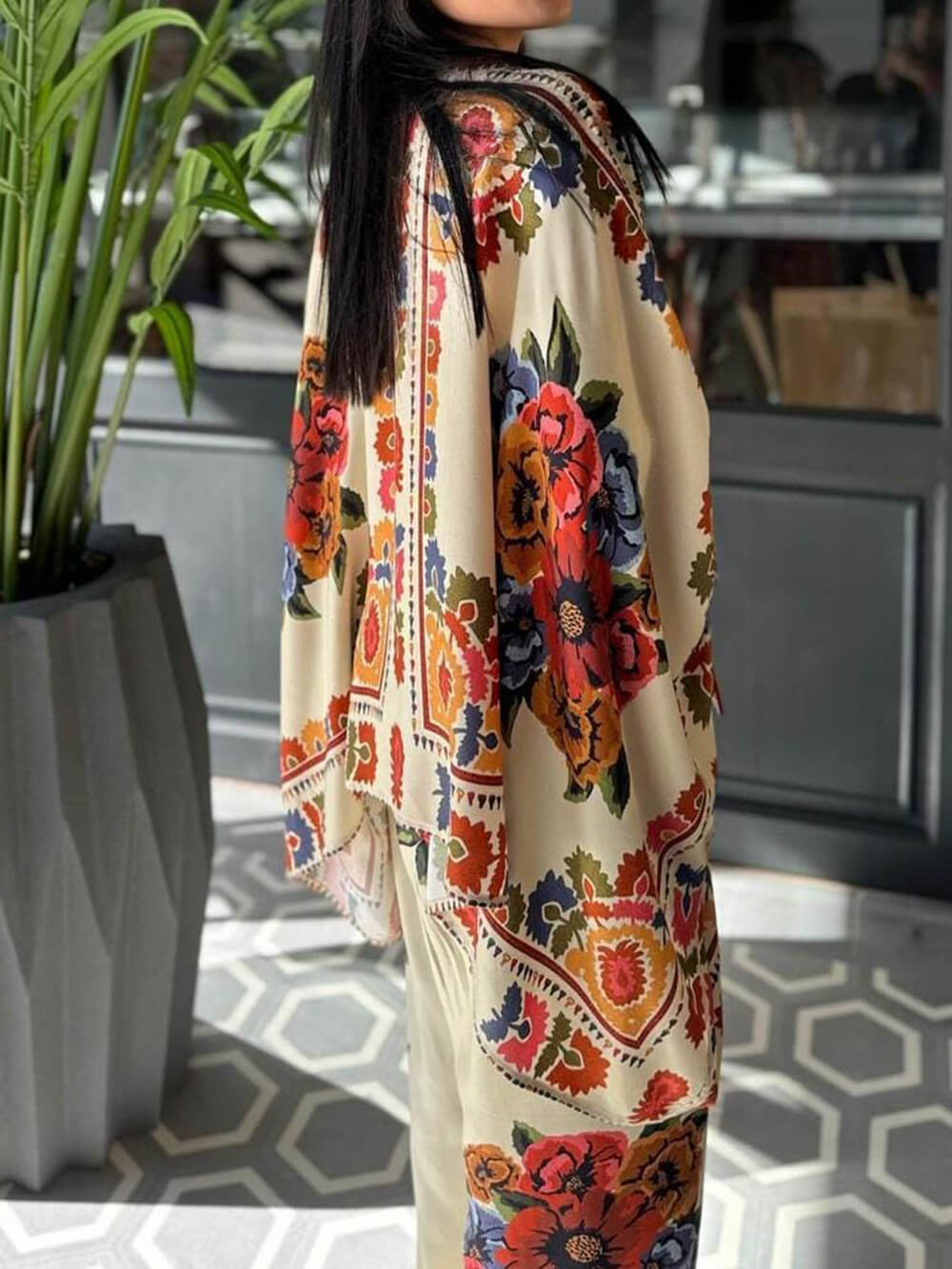 Fun Unique Printed Button Up Oversized Blouse-CALLISTARI