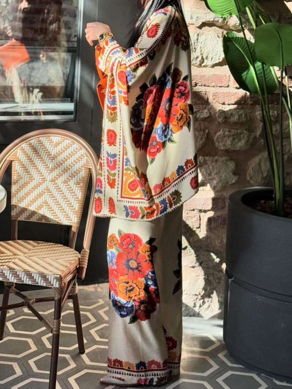 Fun Unique Printed Button Up Oversized Blouse-CALLISTARI