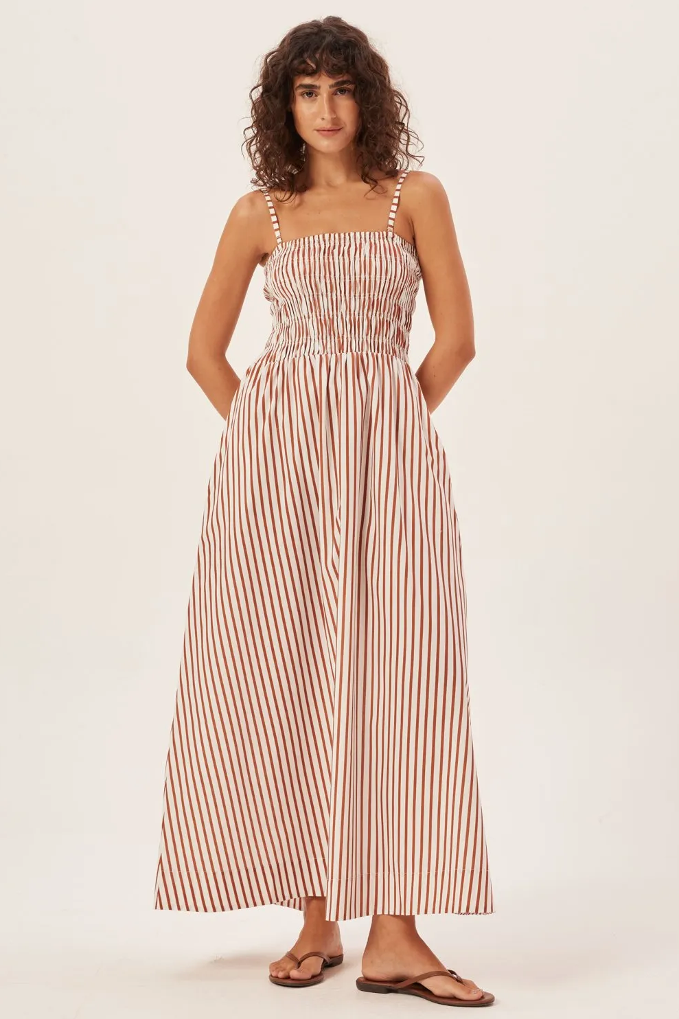 Maud Smocked Stripe Tube Maxi Dress-CALLISTARI