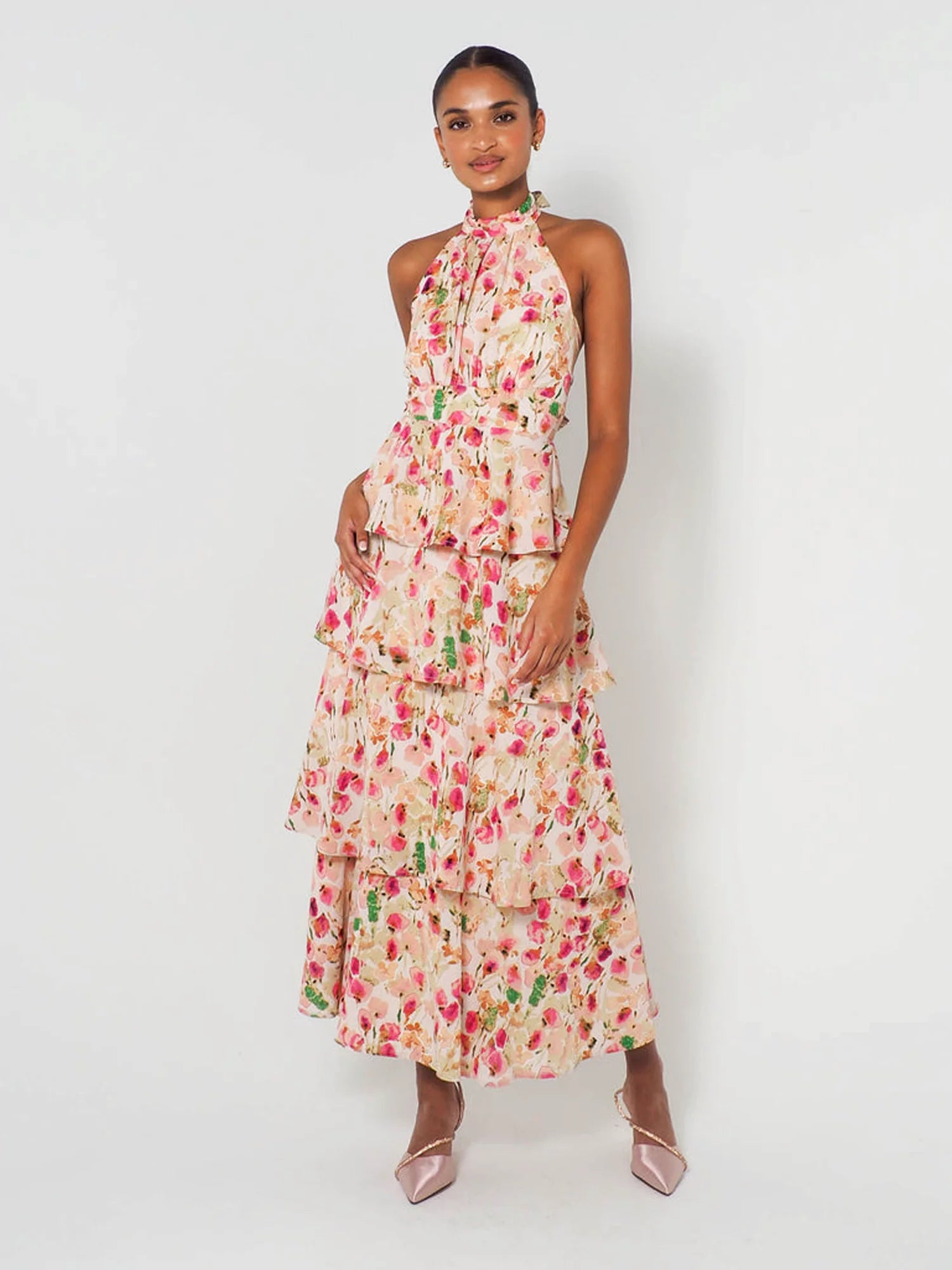Halterneck Maxi Dress - Provence Bloom-CALLISTARI