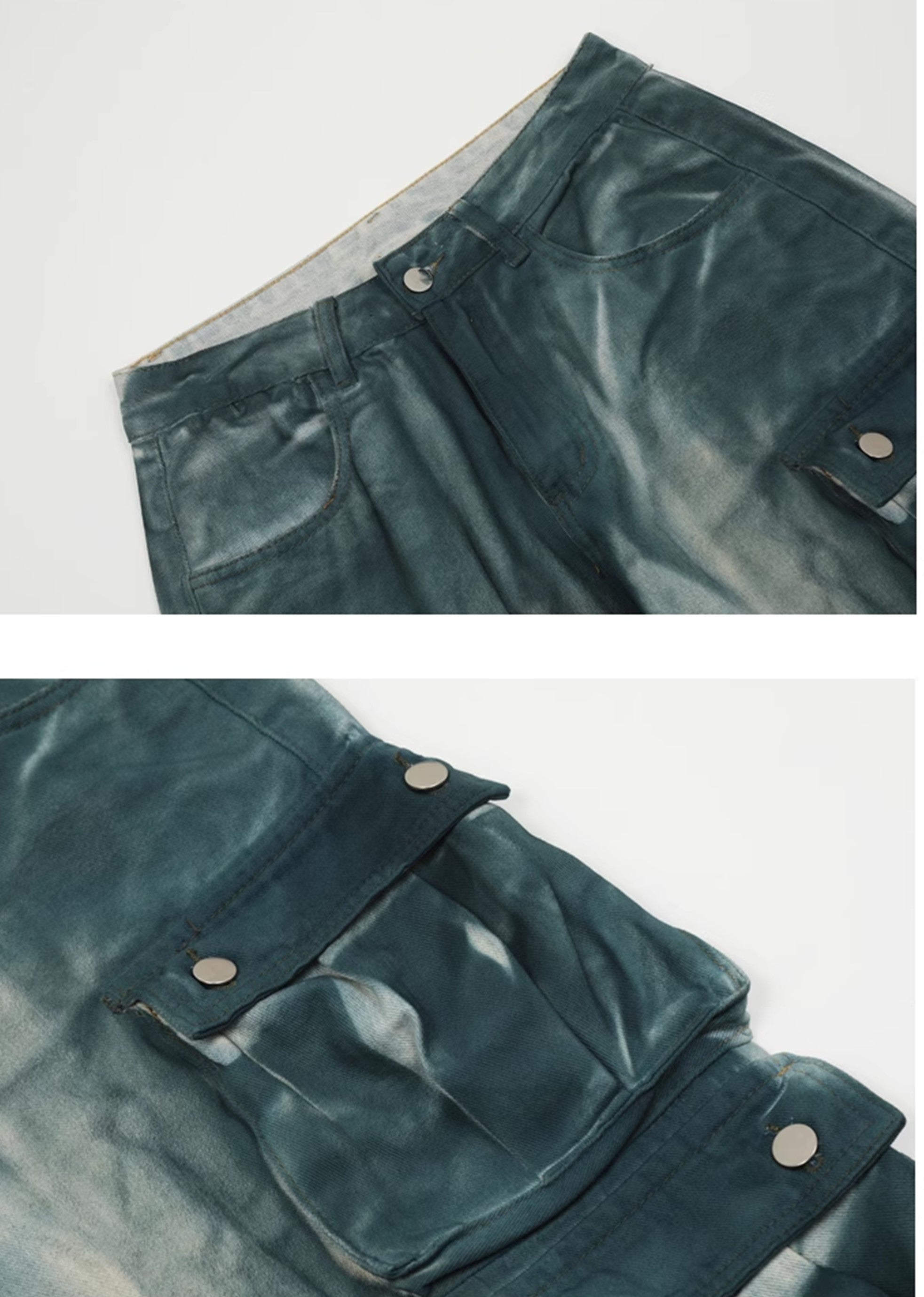 【MAXDSTR】Glossy gimmick fabric glossy design cargo denim pants  MD0162-CALLISTARI