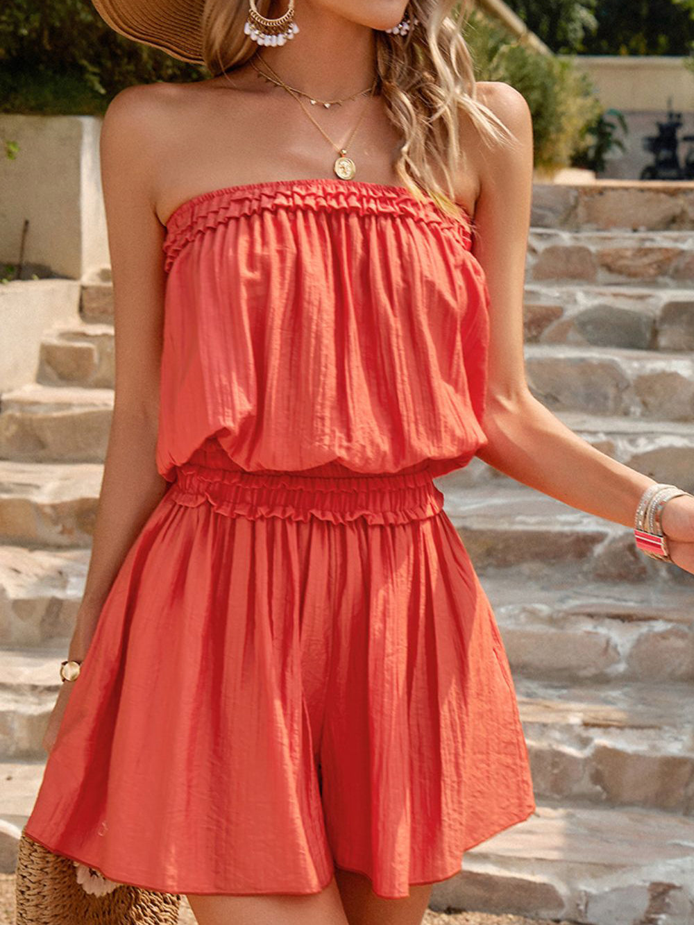 Strapless Romper With Pockets-CALLISTARI