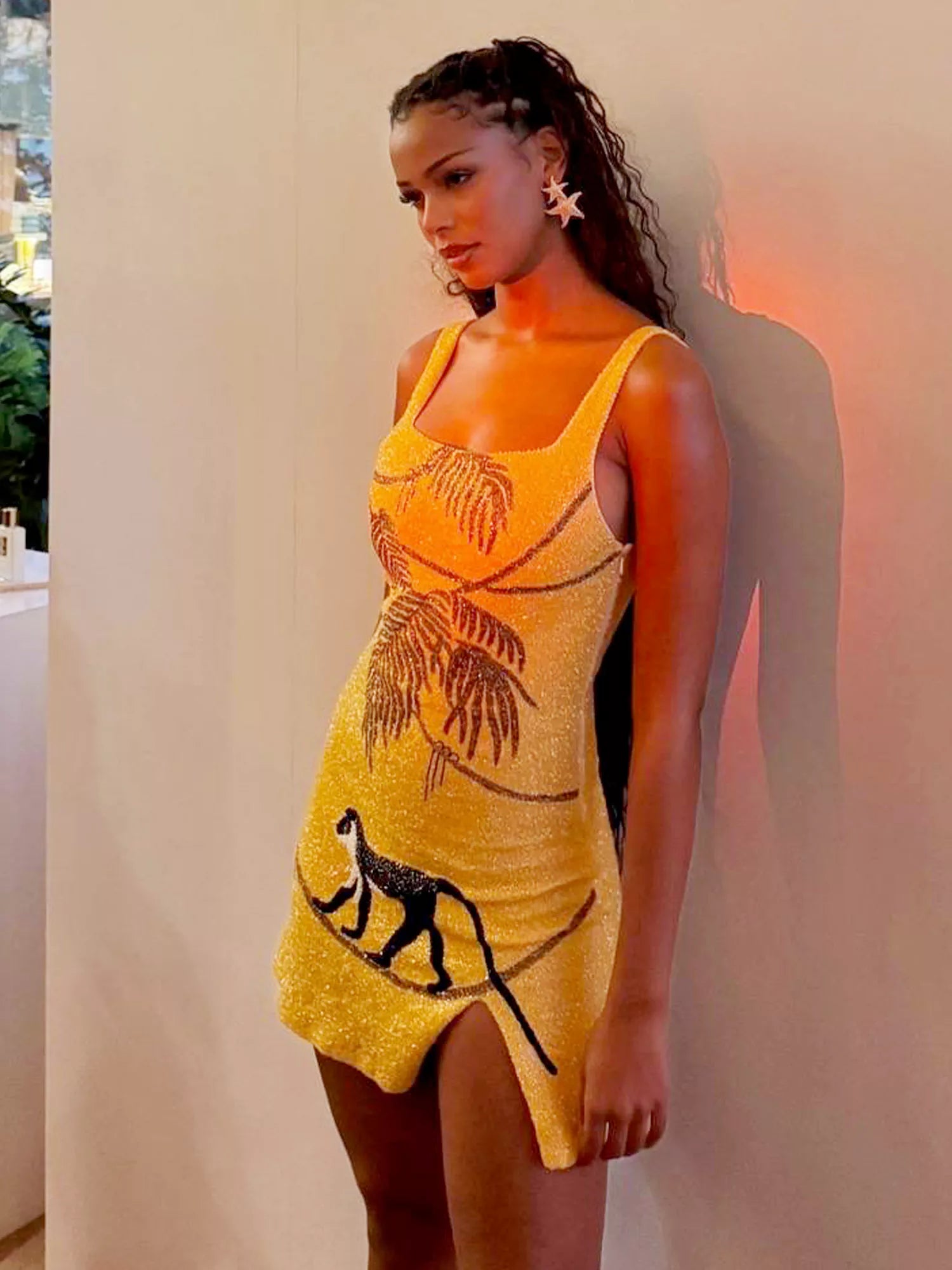 Sparkling Mini Slip Dress - Natural Dream - Yellow-CALLISTARI