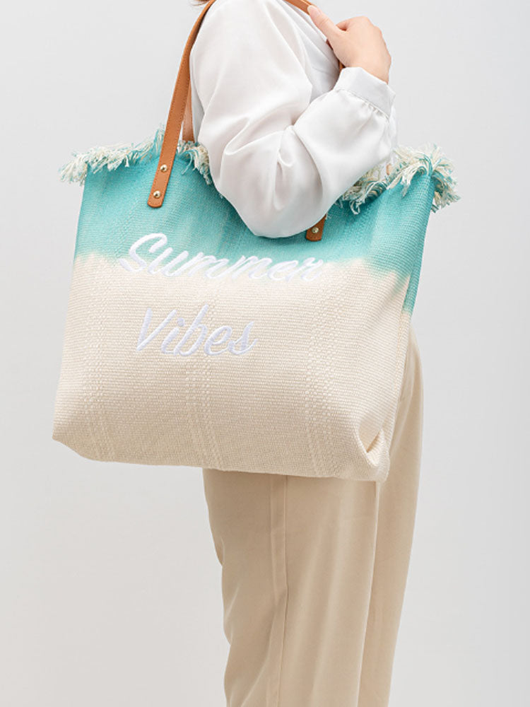 Two-Tone Embroidered Tote Bag-CALLISTARI