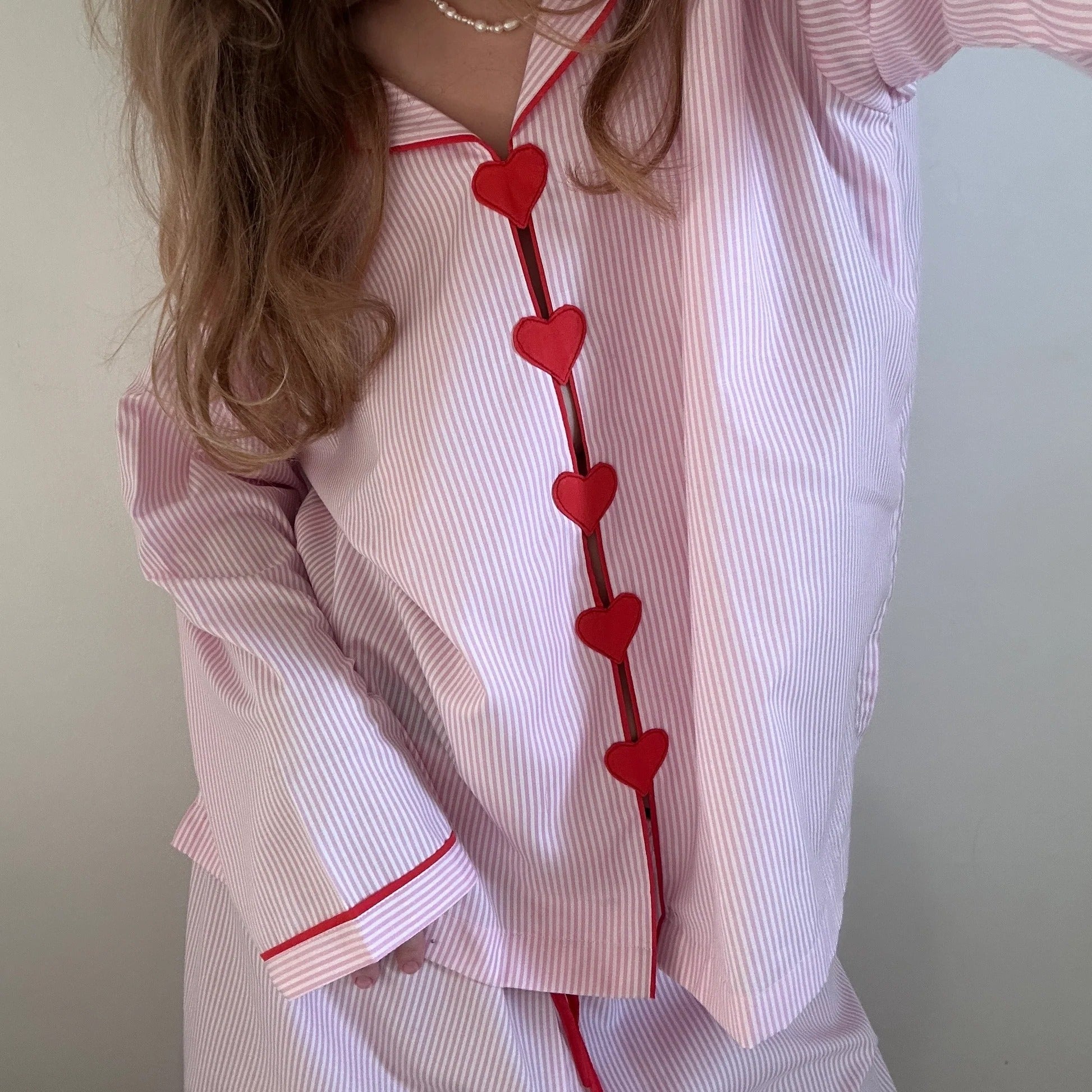 Girl Love Pajama in Pink Stripes-Mesadic