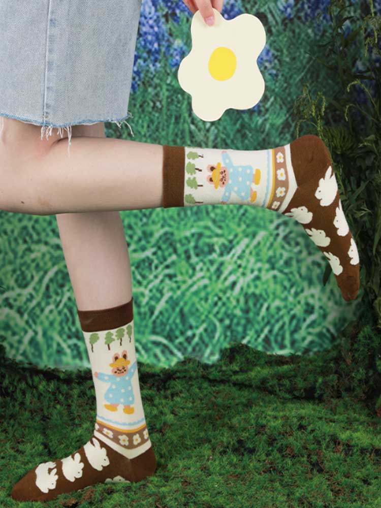 Cute Bunny Mid-Calf Socks-CALLISTARI