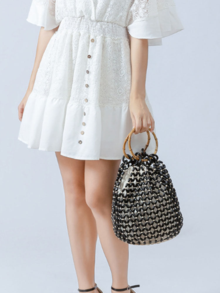 Handcrafted Wooden Bead Barrel Bag-CALLISTARI