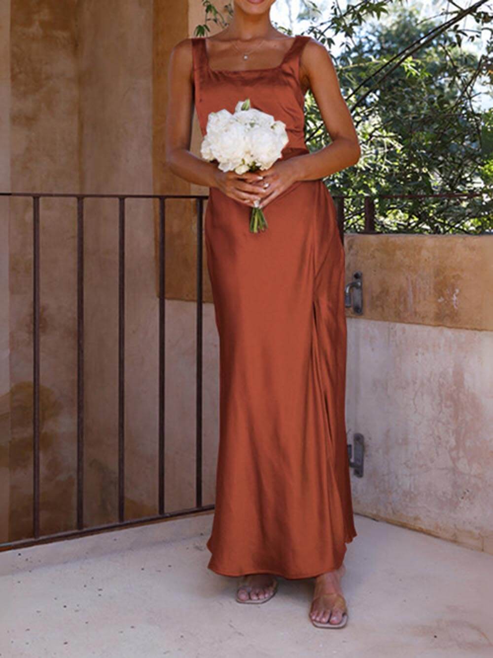 Summer Halter Satin Bridesmaid Prom Maxi Dresses-CALLISTARI