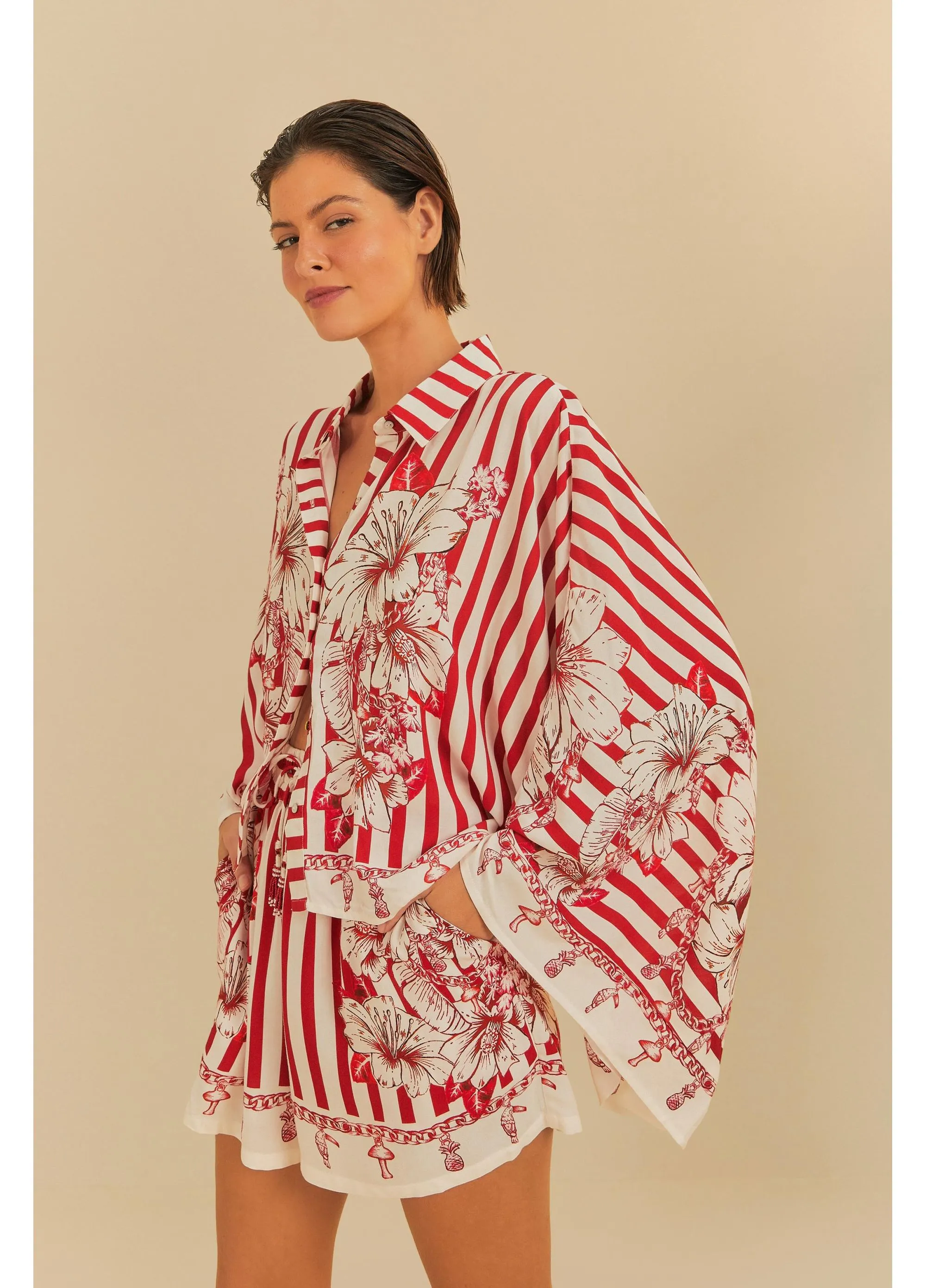 Tropical aurora print shorts