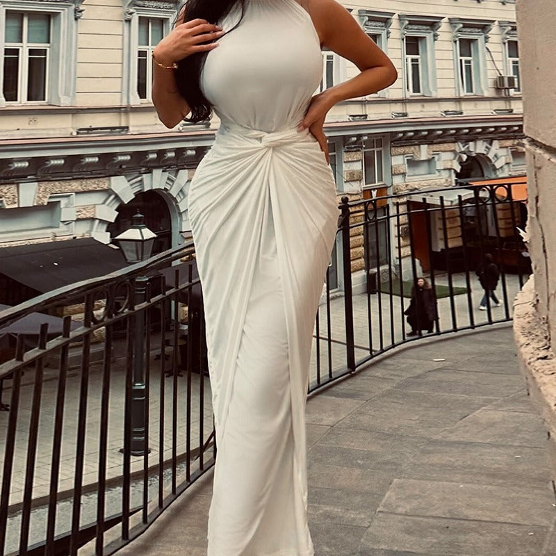 Women's Fashion White Sleeveless Bandage Tight Dress-CALLISTARI