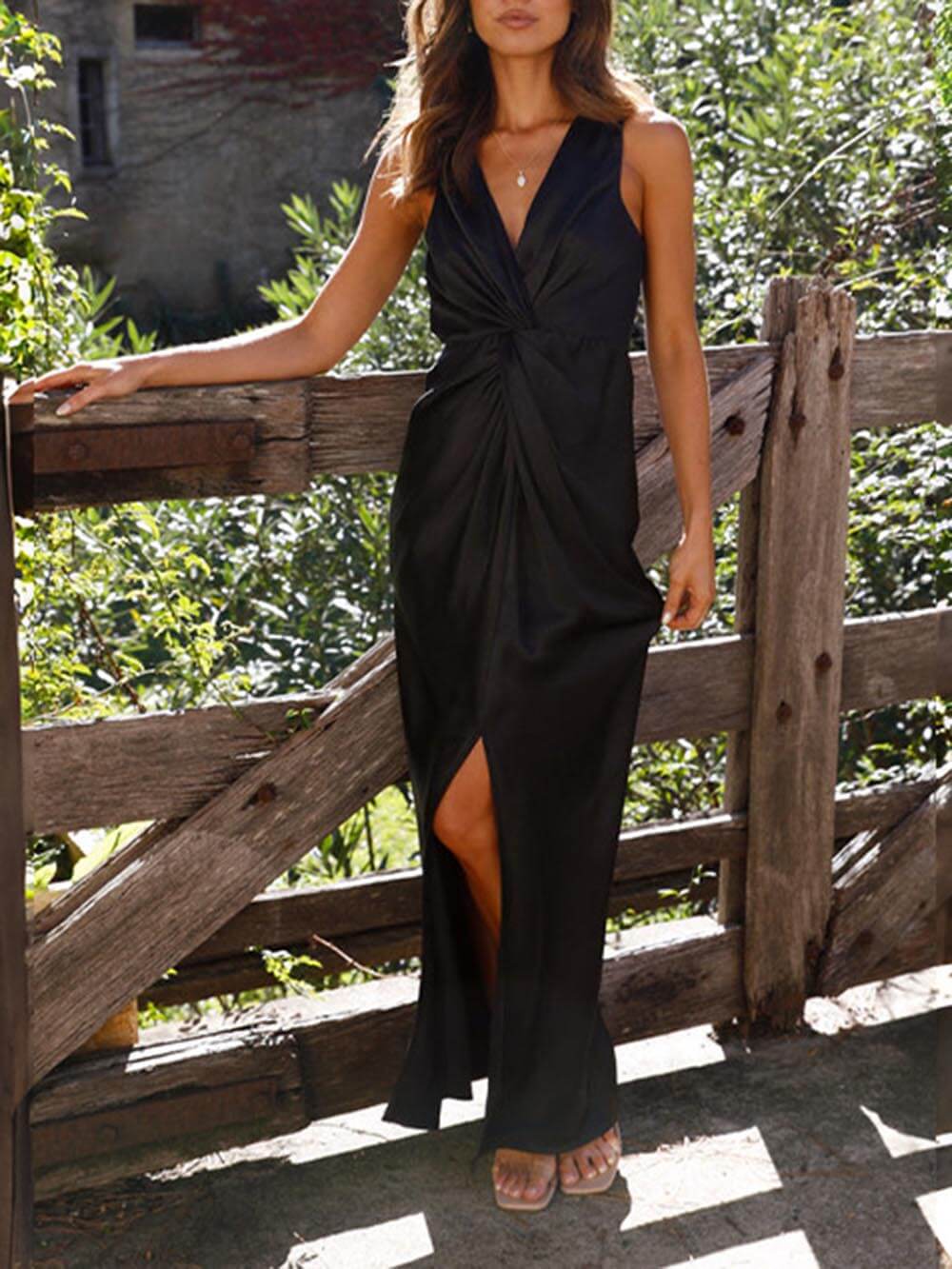 Fashion Deep V Sleeveless Backless Dress-CALLISTARI