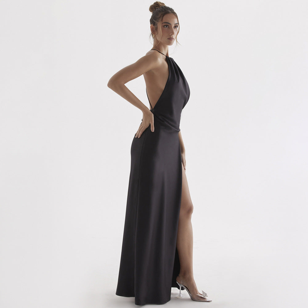 Black Thigh Slit Maxi Dress-CALLISTARI