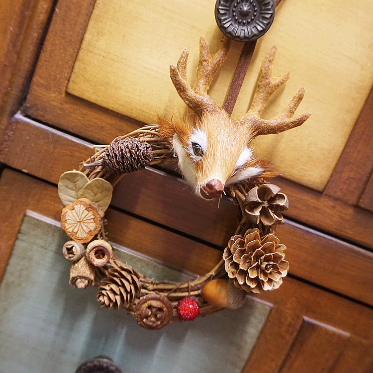 Christmas Deer Head Pinecones Hanging Decoration-CALLISTARI
