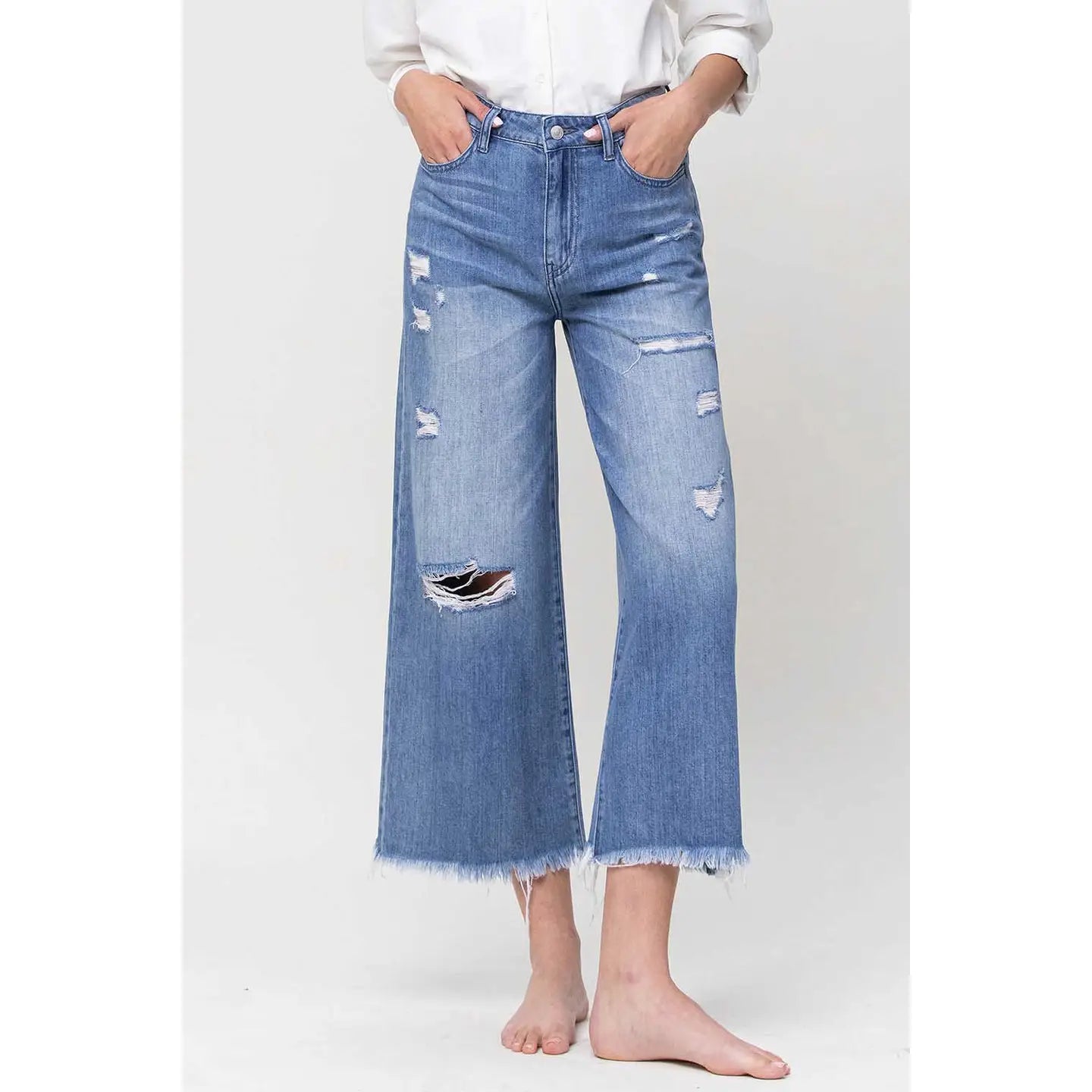 Super High Rise Crop Wide Leg Jeans-Mesadic