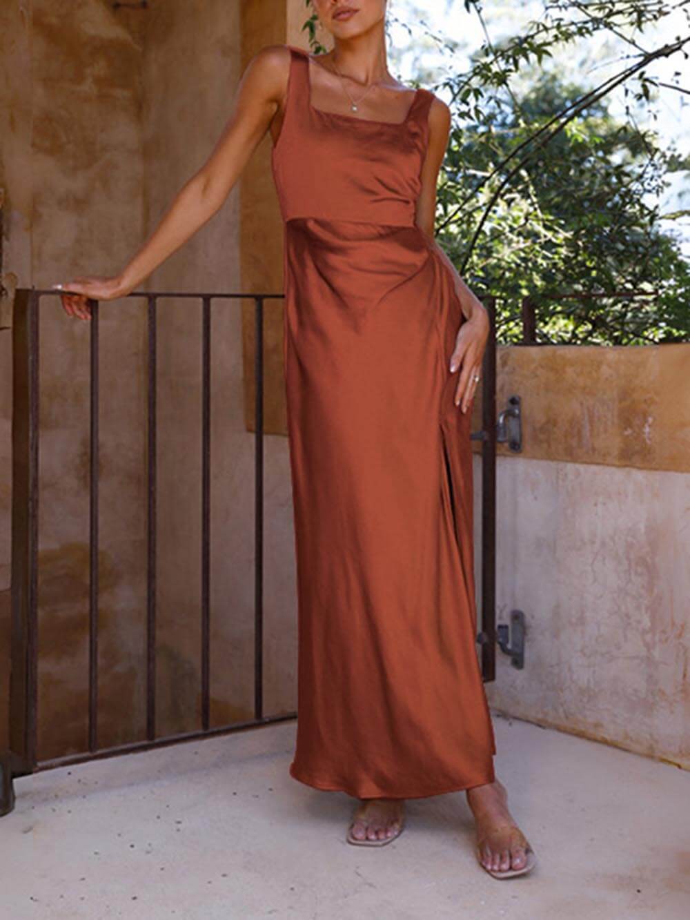 Summer Halter Satin Bridesmaid Prom Maxi Dresses-CALLISTARI