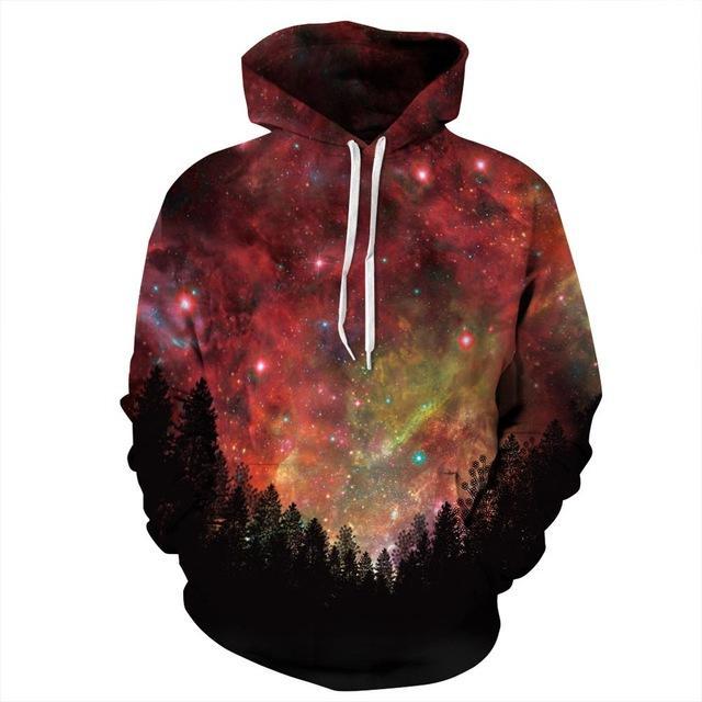 Forest With Galaxy Landscape Printed 3D Hoodie-CALLISTARI