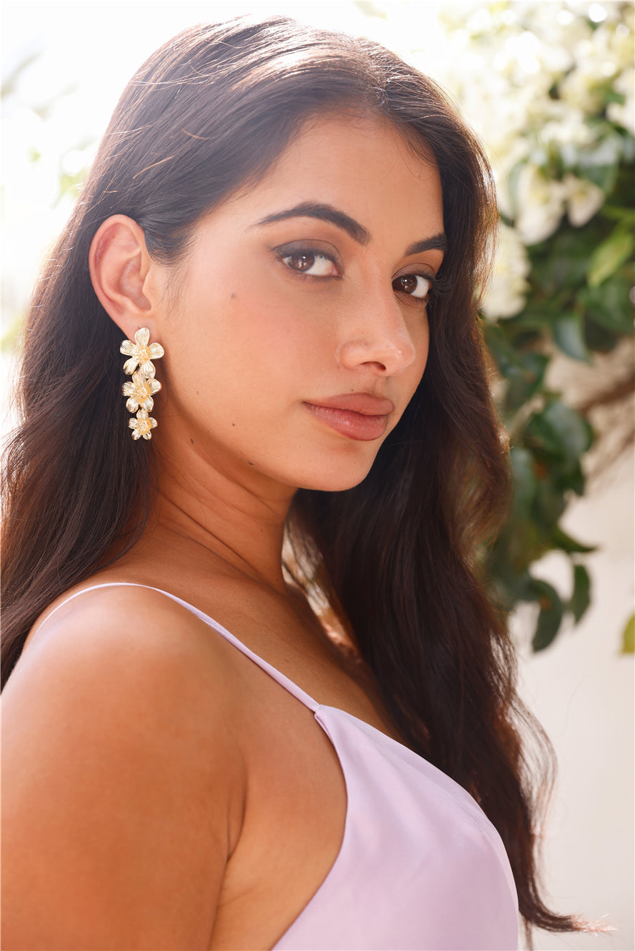 18k Gold Plated Hibiscus Earrings Gold-CALLISTARI
