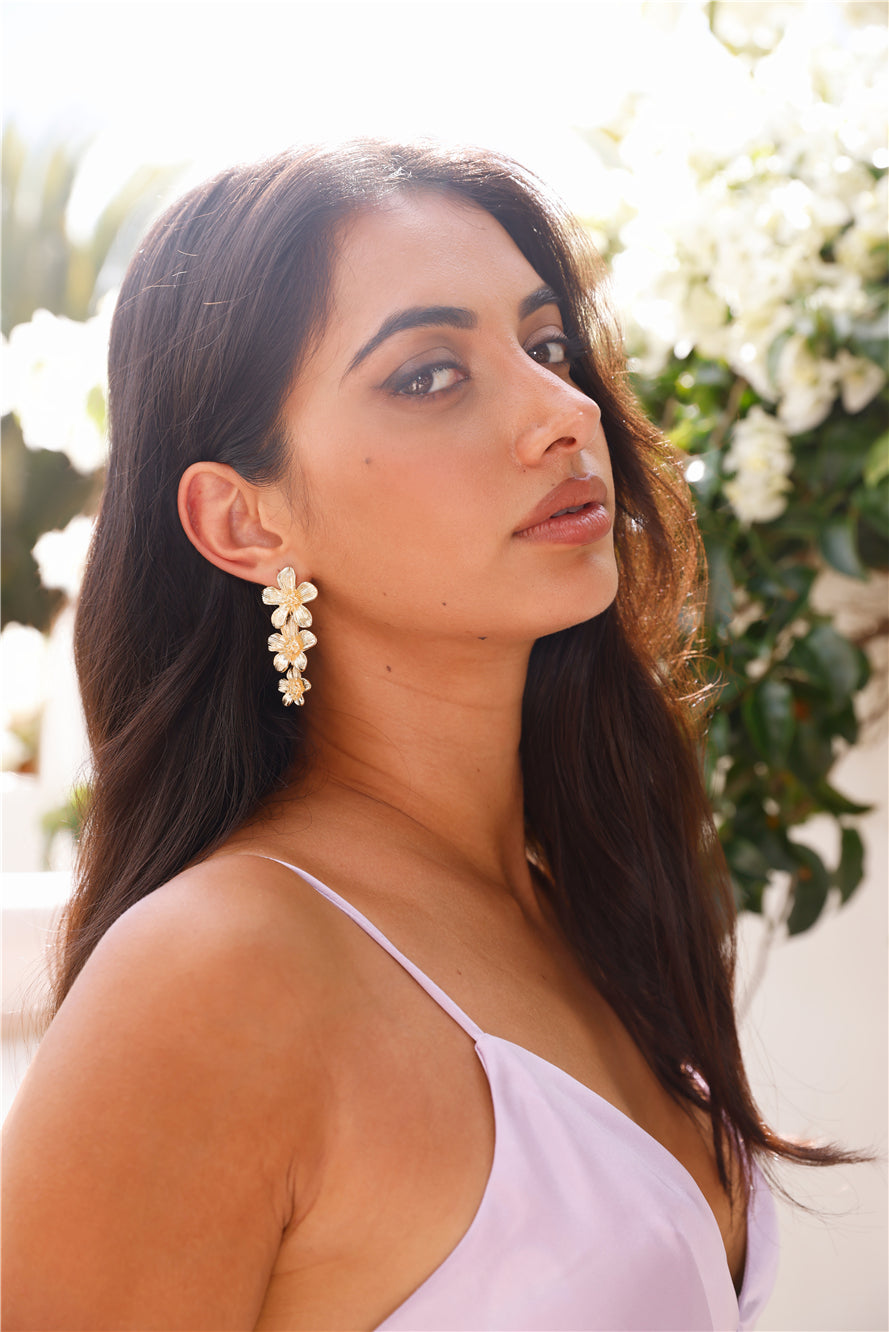 18k Gold Plated Hibiscus Earrings Gold-CALLISTARI