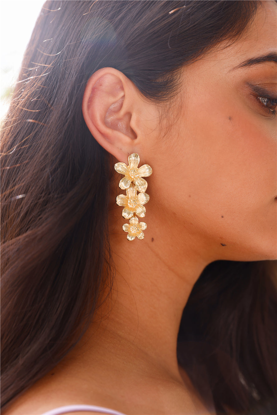 18k Gold Plated Hibiscus Earrings Gold-CALLISTARI