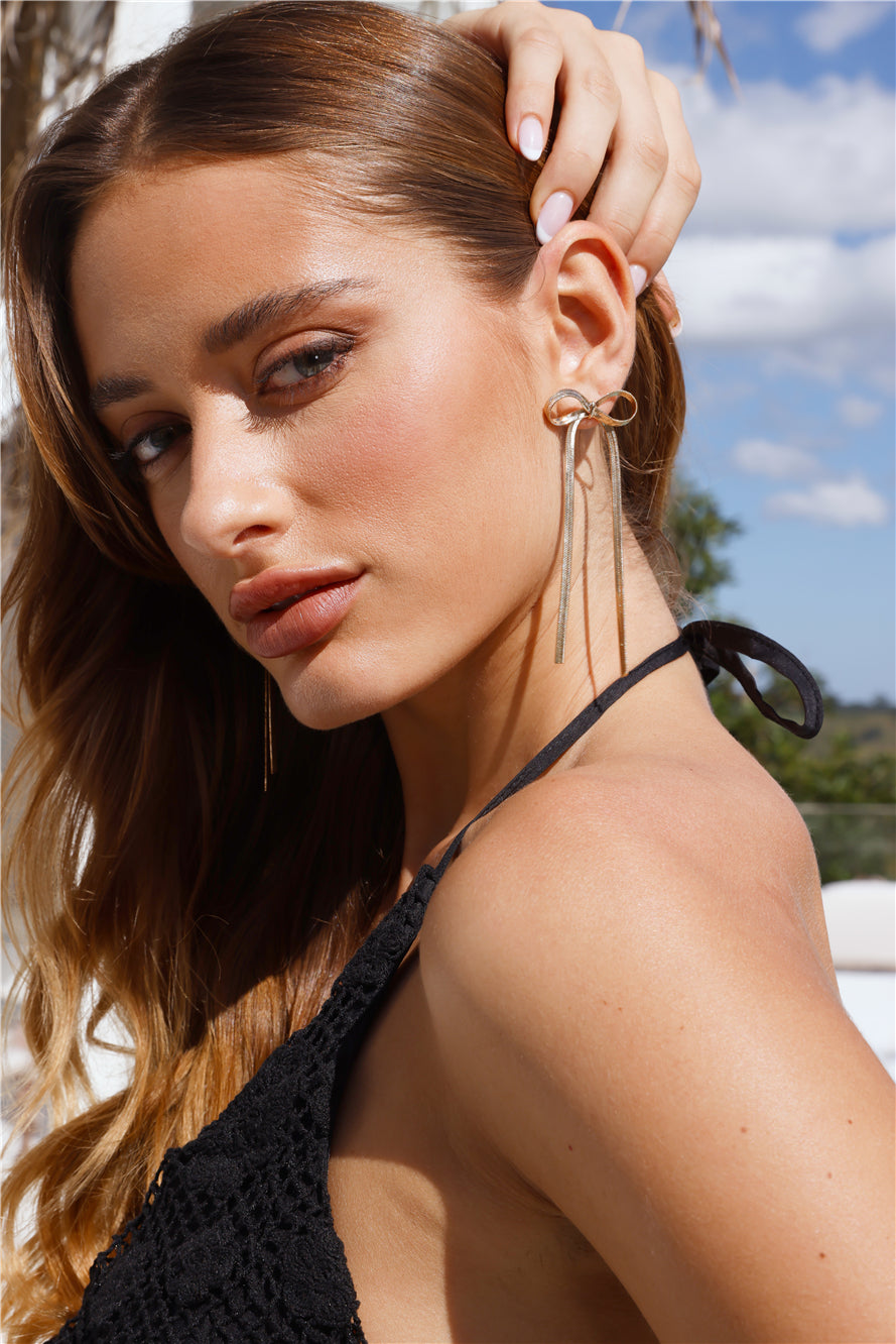 14k Gold Plated Bille Bow Earrings Gold-CALLISTARI