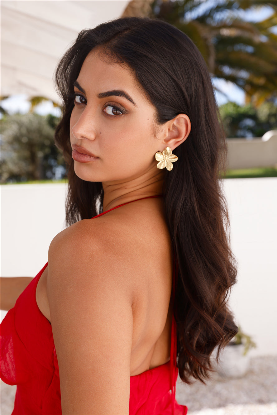 18k Gold Plated Fave Flower Earrings Gold-CALLISTARI