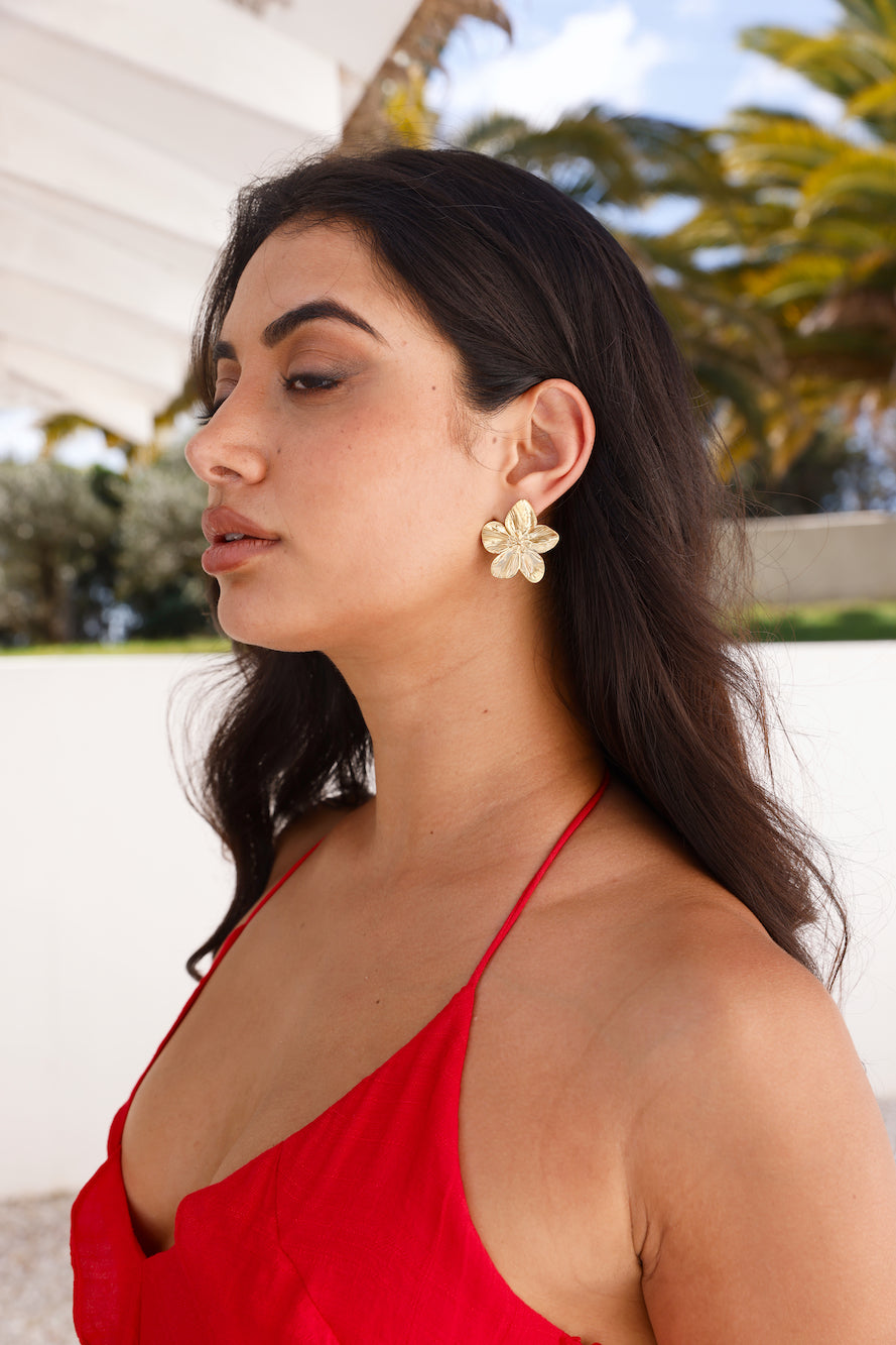 18k Gold Plated Fave Flower Earrings Gold-CALLISTARI