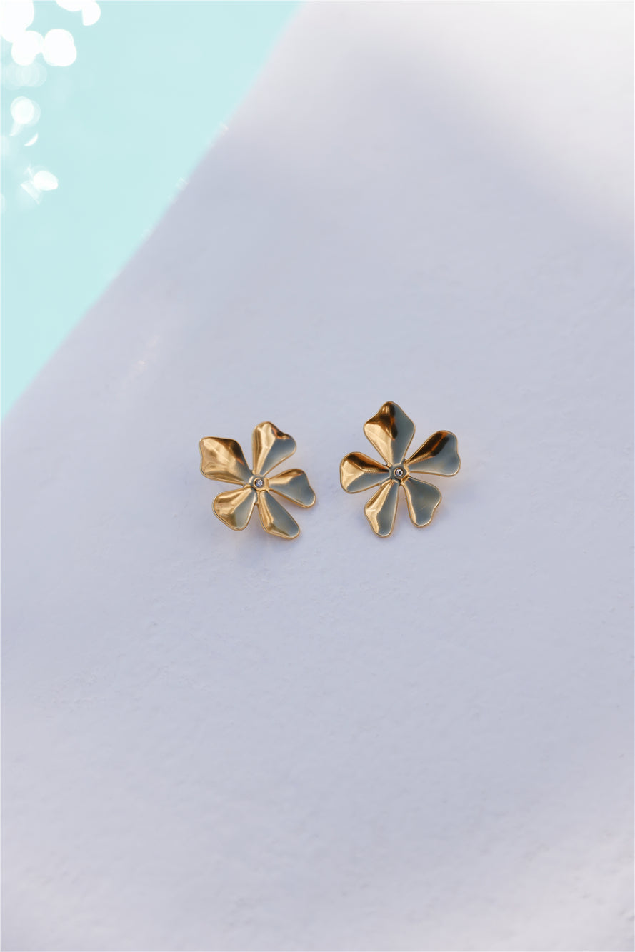 18k Gold Plated Island Flower Earrings Gold-CALLISTARI