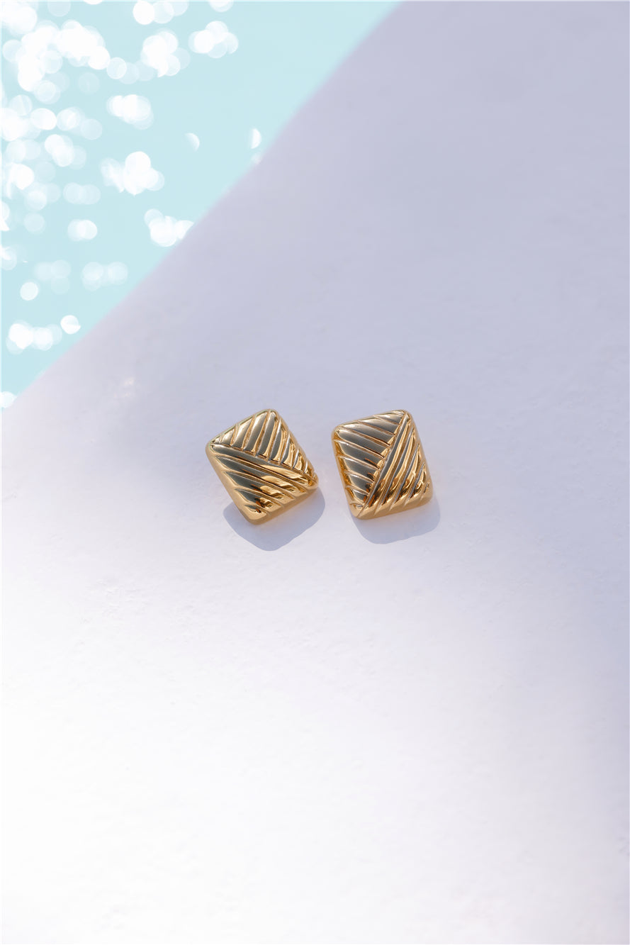 18k Gold Plated Cushions Earrings Gold-CALLISTARI
