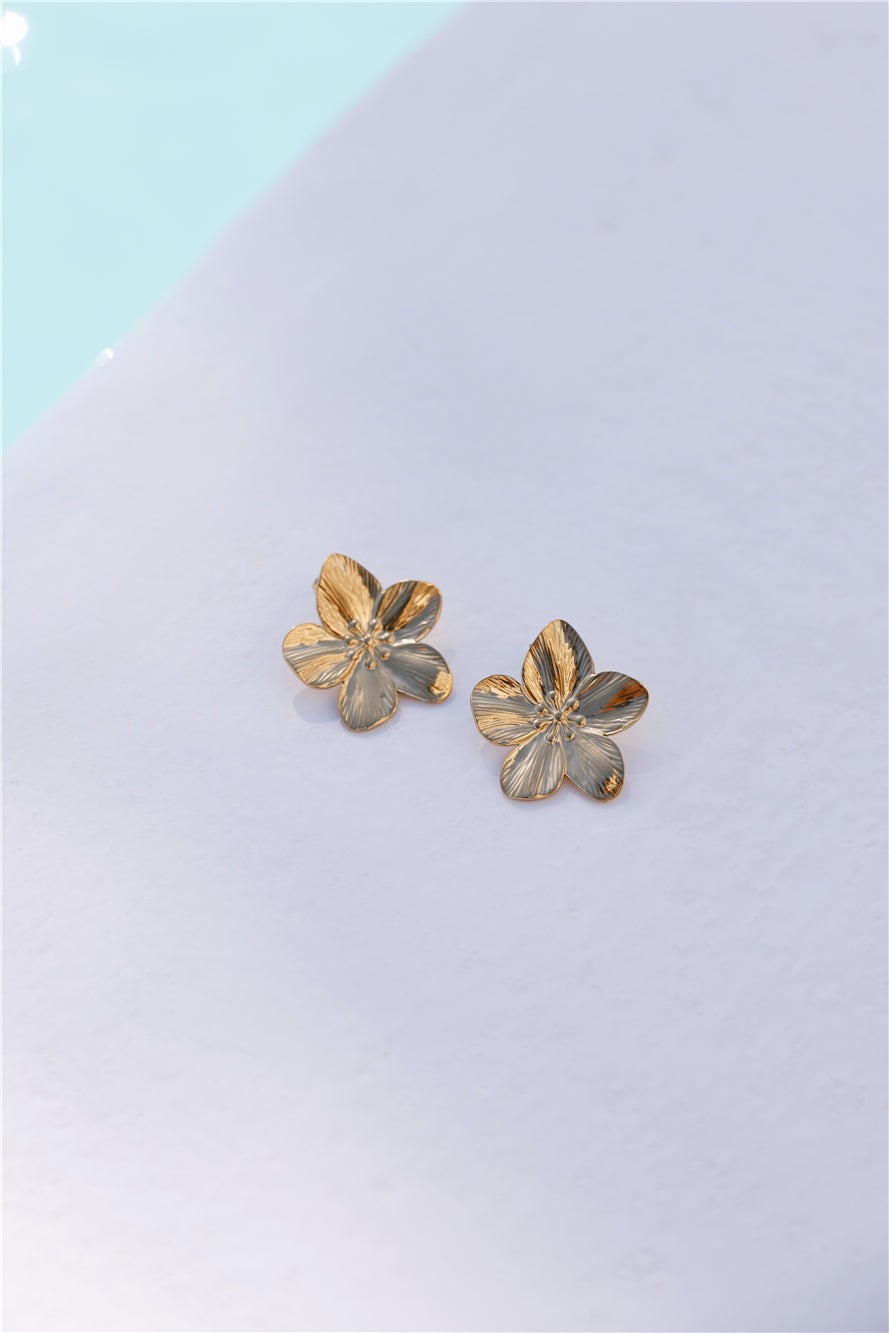 18k Gold Plated Fave Flower Earrings Gold-CALLISTARI